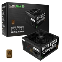 GAMEMAX RPG Rampage 800W PSU 140mm Ultra Silent Fan 80 PLUS Bronze Non Modular Flat Black Cables Japanese TK Main Capacitor Fitted