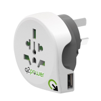 q2-power 1.100160 power plug adapter Universal Type I (AU) White
