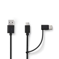 Nedis CCGB60610BK10 USB-kabel 1 m USB 3.2 Gen 1 (3.1 Gen 1) USB A USB C/Micro-USB B Zwart