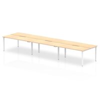 Evolve Plus 1400mm Back to Back 6 Person Desk Maple Top White Frame BE274