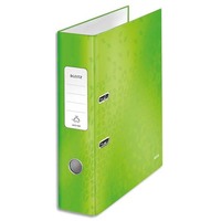 LEITZ Classeur à levier WOW 180°, A4, 8 cm, carton pelliculé, coloris Vert