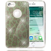 NALIA Glitter Case compatible with iPhone 7, Ultra-Thin Mobile Sparkle Leopard Print Silicone Back Cover Skin, Protective Slim-Fit Shiny Protector Shock-Proof Crystal Bling Bump...