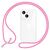 Hülle mit Kette für iPhone 14 - Klare Handyhülle mit Schnur Band zum Umhängen Pink