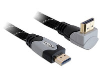 Anschlusskabel High Speed HDMI® mit Ethernet,einseitig nach oben gewinkelt, 1m, grau, Delock® [82993