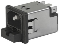 IEC-Stecker-C14, 50 bis 60 Hz, 2 A, 250 VAC, 1.6 W, 4 mH, Flachstecker 6,3 mm, 5