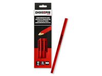DIGGERS DIG388 Crayon de menuisier 24 cm rouge 12 pièces