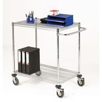 Adjustable chrome wire shelf trolleys, 2 shelves - shelf L x W x 915 x 610mm