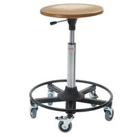 Industrial work stools - Wood moulded seat, adjustment 540-800mm and steel base with footring