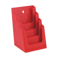 4-fach Prospekthalter DIN A5 / Tischprospektständer / Prospektaufsteller / Flyerhalter | rot ähnl. RAL 3001