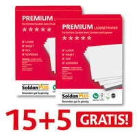 20 Pack SoldanPlus Kopierpapier PREMIUM, DIN A4, 80 g/m², Pack: 5