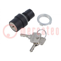 Switch: rotary with key; 22mm; Stabl.pos: 1; none; IP65; prominent