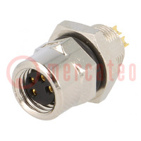 Connector: M8; female; PIN: 4; for panel mounting,rear side nut