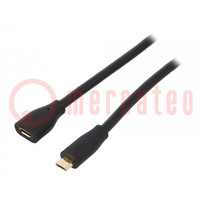 Kabel; USB 2.0; USB B Micro-Buchse,Micro-USB-B-Stecker; 5m