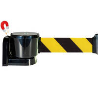 Novap magnetische Wandkassette schraffiertem Gurtband, schwarz, Gurtlänge: 12 m Version: 02 - Farbe: gelb/schwarz schraffiert