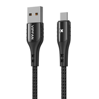 VFAN CABLE USB A MICRO USB COLORIDO X13 3A 1,2M NEGRO INDICADOR DE LUZ RÁPIDA