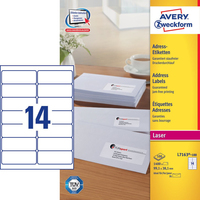 Avery L7163-100 self-adhesive label Rounded rectangle Permanent White 1400 pc(s)