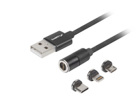 Lanberg CA-3IN1-20CU-0010-BK kabel USB 1 m USB 2.0 USB C USB C/Micro USB A/Lightning Czarny