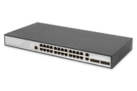 Digitus Switch livello 2 Gigabit Ethernet, 24 porte, 2 porte RJ45/SFP-combo + 2 porte uplink SFP