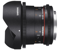Samyang 8mm T3.8 VDSLR UMC Fish-eye CS II, Fujifilm X SLR Objetivo de ojo de pez Negro