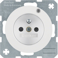 Berker Steckdose mit Schutzkontaktstift und Kontroll-LED R.1/R.3 polarweiß, glänzend