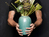 BITZ 872911 Vase Vase in ovaler Form Steingut Grün