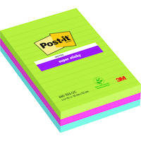 Karteczki samoprzylepne POST-IT® Super Sticky w linie (660 - 3 SSUC), 102x152mm, 3x90 kart., neonowe