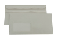 DL Briefumschlag, selbstklebend,Recycling grau 75g, mit Fenster, Umweltengel