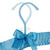 Relaxdays Kleiderbügel Satin, 5er Pack, weich gepolstert, 360° drehbarer Haken, dekorative Schleife, 38 cm, hellblau