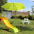 Relaxdays Kindersitzgruppe für draußen, runde Tischplatte, für 4 Kinder, Garten Picknicktisch mit Schirm, Holz, weiß