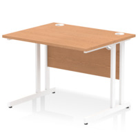 Impulse 1000 x 800mm Straight Desk Oak Top White Cantilever Leg MI002642