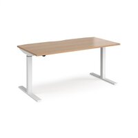 Elev8 Mono straight sit-stand desk 1600mm x 800mm - white frame and beech top