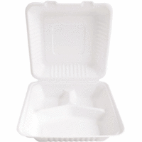 Einweg-Lunchbox 3-geteilt 23x23cm VE=25 Stück weiß