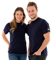 ESD-T-Shirt mit Brusttasche, rundhals, 150g/m², marineblau, XS