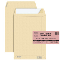 Busta a sacco Multi Strip - strip adesivo - 19 x 26 cm - 100 gr - carta riciclata FSC® - avana - Pigna - conf. 500 pezzi