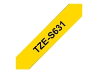 G&G Schriftband / laminiert / schwarz auf gelb / 12mm x 8m ersetzt TZE-631