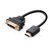 Kabel przewód adapter przejściówka DVI żeński - HDMI męski 22cm czarny