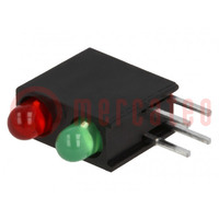 LED; in housing; red/green; 3mm; No.of diodes: 2; 2mA; 40°