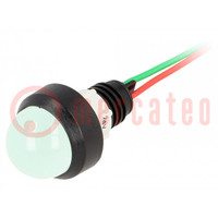 Indicator: LED; prominent; green; 24VDC; 24VAC; Ø13mm; IP40; plastic