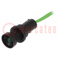 Spia: LED; concava; verde; 230VAC; Ø10mm; IP20; conduttori 300mm