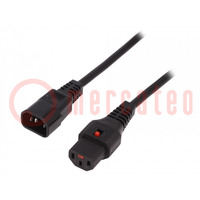 Cable; IEC C13 female,IEC C14 male; PVC; 2m; black; 10A; 250V