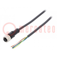 Cable de conexión; M12; PIN: 5; recto; 5m; enchufe; 60VAC; 4A; PUR