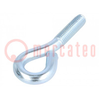 Hook; ring; steel; zinc; Thread len: 32mm; Overall len: 80mm