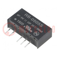 Converter: DC/DC; 1W; Uin: 4.5÷5.5V; Uout: 5VDC; Iout: 200mA; SIP7; RB