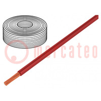 Vezeték; LifY; 1x1,5mm2; sodrat; Cu; PVC; piros; 450V,750V; -15÷70°C