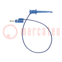 Test lead; 60VDC; 30VAC; 5A; clip-on hook probe,banana plug 4mm