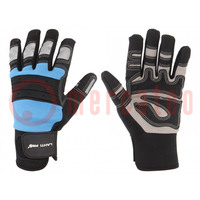 Protective gloves; Size: 11; black/blue; microfiber,plastic