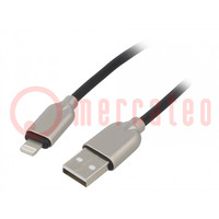 Kabel; USB 2.0; Apple Lightning-Stecker,USB A-Stecker; 1m; Gummi