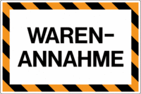 Hinweisschild - WARENANNAHME, Gelb/Schwarz, 15 x 25 cm, Aluminium, Weiß, Seton