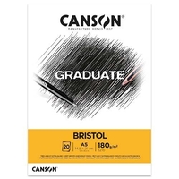 CANSON BLOC 20 FEUILLES GRADUATE BRISTOL - COLLÉ PETIT CÔTÉ - A5 180G/M² C400110382