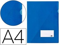 Carpeta dossier uñero A4 AZUL translúcido (180 micras) con tarjetero y solapa interior de Liderpapel -1 unidad